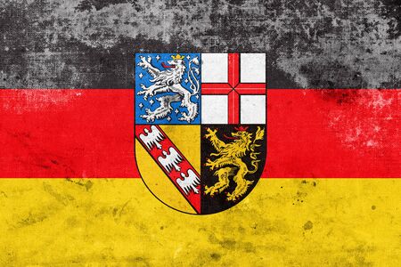 Flag of Saarland, Germany, with a vintage and old lookの写真素材