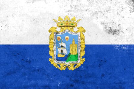 Flag of Santander, Spain, with a vintage and old lookの写真素材