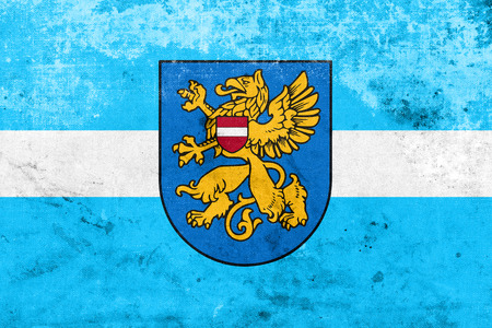 Flag of Rezekne, Latvia, with a vintage and old lookの写真素材