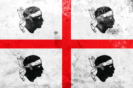 Flag of Sardinia Region, Italy, with a vintage and old lookの写真素材