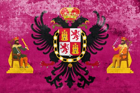 Flag of Toledo, Spain, with a vintage and old lookの写真素材