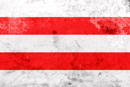 Flag of Usti nad Labem, Czechia, with a vintage and old lookの写真素材