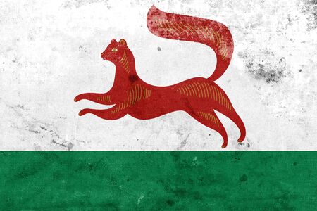 Flag of Ufa City, Russia, with a vintage and old lookの写真素材