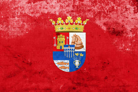 Flag of Segovia Province, Spain, with a vintage and old lookの写真素材