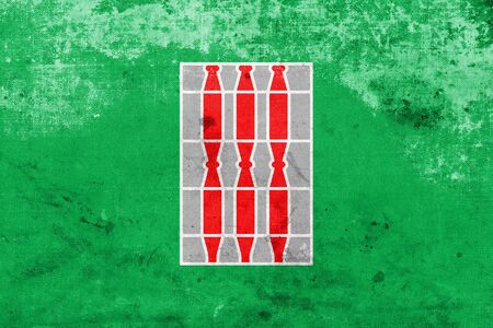 Flag of Umbria Region, Italy, with a vintage and old lookの写真素材