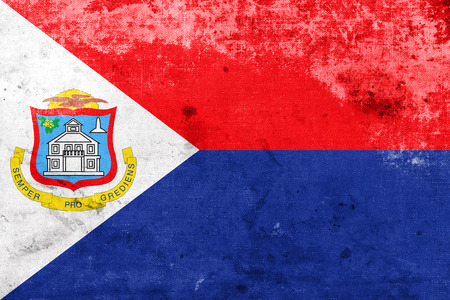 Flag of Sint Maarten, with a vintage and old lookの写真素材