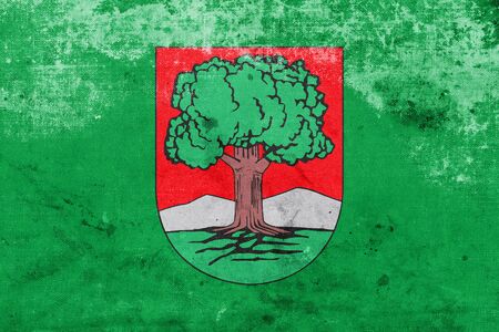 Flag of Walbrzych, Poland, with a vintage and old lookの写真素材