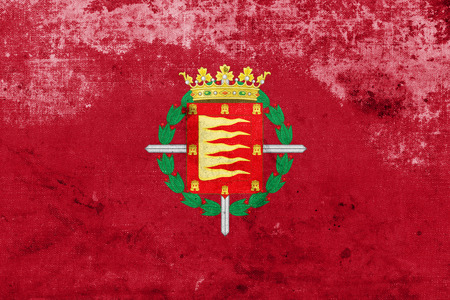 Flag of Valladolid, Spain, with a vintage and old lookの写真素材