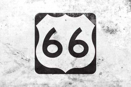 U.S. Route 66 (US 66 or Route 66), also known as the Will Rogers Highway and also known as the Main Street of America or the Mother Road, with a vintage and old lookの写真素材