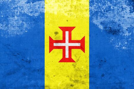 Flag of Madeira, Portugal, with a vintage and old lookの写真素材