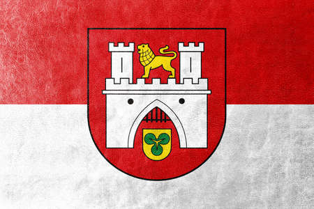 Flag of Hanover, Germany, painted on leather textureの写真素材