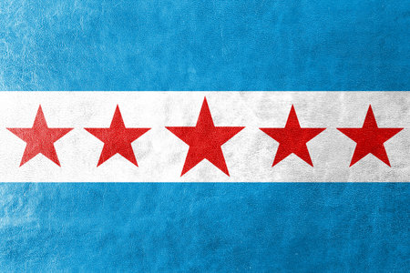 Flag of Sapucaia, Brazil, painted on leather texture