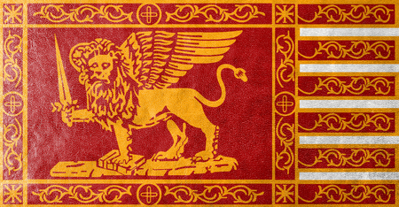 Flag of Venice, Italy, painted on leather texture Flag of Venice, Italy, painted on leather texture