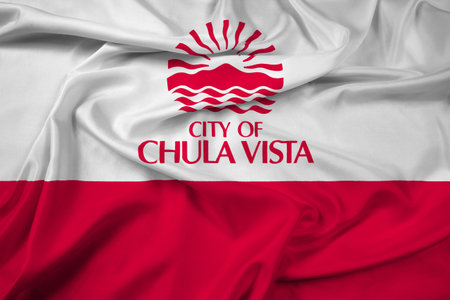 Waving Flag of Chula Vista, California, USAの写真素材