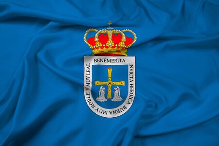 Waving Flag of Oviedo, Spainの写真素材