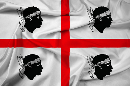 Waving Flag of Sardinia Region, Italyの写真素材