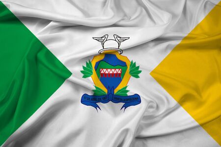 Waving Flag of Santa Leopoldina, Espirito Santo State, Brazilの写真素材
