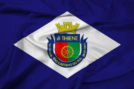 Waving Flag of Sao Caetano, Sao Paulo, Brazilの写真素材