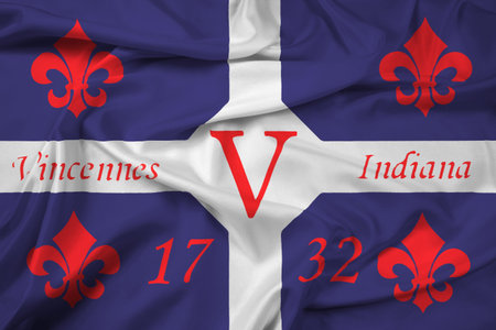 Waving Flag of Vincennes, Indiana, USAの写真素材