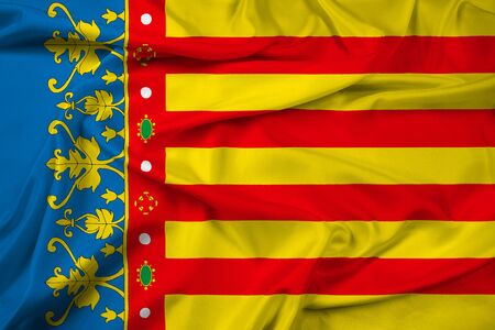Waving Flag of Valencian Community, Spainの写真素材