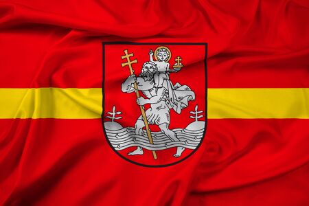 Waving Flag of Vilnius, Lithuaniaの写真素材