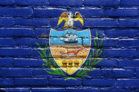 Flag of Allegheny County, Pennsylvania, USA, painted on brick wallの写真素材