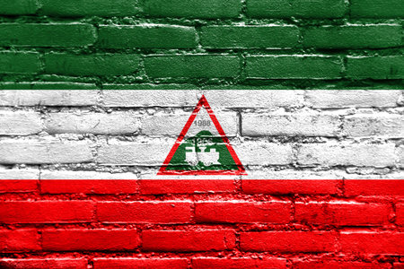 Flag of Joao Neiva, Brazil, painted on brick wallの写真素材