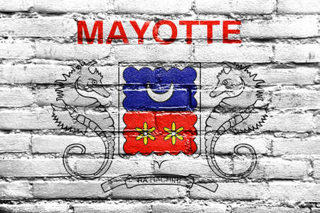 Flag of Mayotte, France, painted on brick wallの写真素材