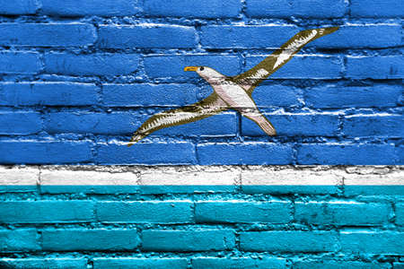 Flag of Midway Atoll (unofficial), painted on brick wallの写真素材