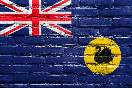 Flag of Western Australia State, Australia, painted on brick wallの写真素材
