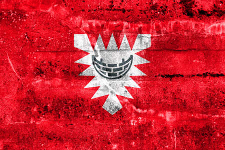 Flag of Kiel, Germany, painted on dirty wallの写真素材