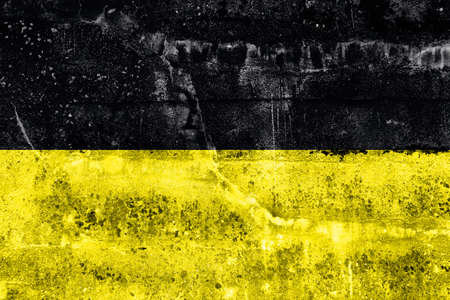 Flag of Munich, Germany, painted on dirty wallの写真素材