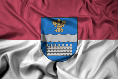 Waving Flag of Daugavpils, Latviaの写真素材