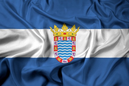 Waving Flag of Jerez, Andalusia, Spainの写真素材