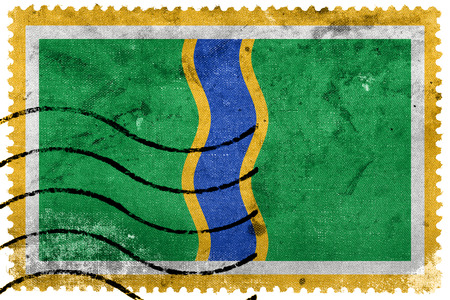 Flag of Andorra la Vella, Andorra, old postage stampの写真素材
