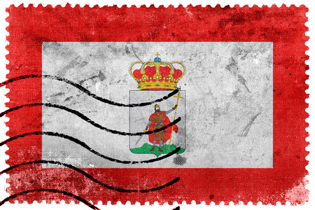 Flag of Gijon, Spain, old postage stampの写真素材
