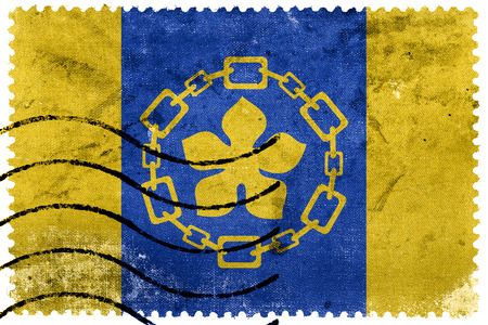Flag of Hamilton, Canada, old postage stampの写真素材