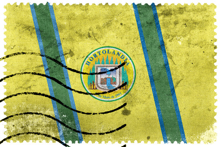 Flag of Hortolandia, Sao Paulo, Brazil, old postage stampの写真素材