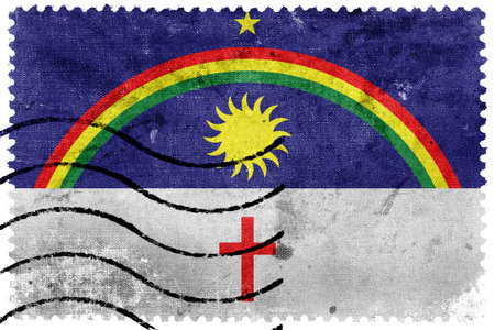 Flag of Pernambuco State, Brazil, old postage stampの写真素材