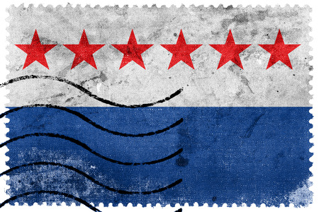 Flag of Sao Joao da Barra, Rio de Janeiro State, Brazil, old postage stampの写真素材