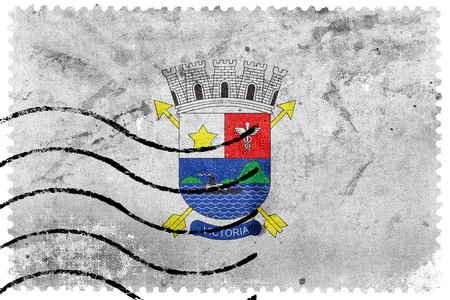 Flag of Vitoria, Espirito Santo, Brazil, old postage stampの写真素材