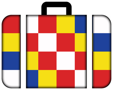 Flag of Antwerp Province, Belgium. Suitcase icon, travel and transportation conceptの写真素材