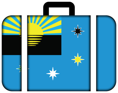 Flag of Makiivka, Ukraine. Suitcase icon, travel and transportation conceptの写真素材