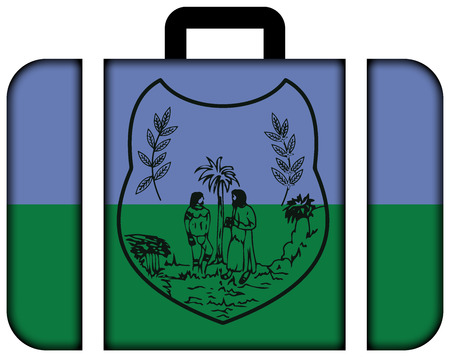 Flag of Sao Mateus, Brazil. Suitcase icon, travel and transportation conceptの写真素材