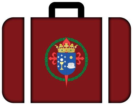 Flag of Santiago de Compostela, Spain. Suitcase icon, travel and transportation conceptの写真素材