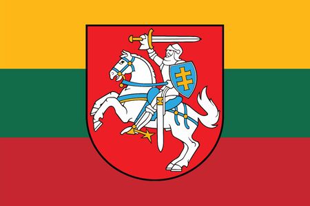 Flag of Lithuania with Coat of Arms. Vector Formatのイラスト素材