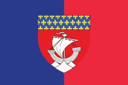 Flag of Paris with Coat of Arms (Escutcheon only), France. Vector Formatのイラスト素材