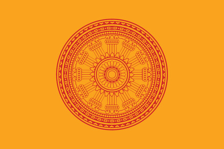 Dharmacakra flag, a flag of Buddhist in Thailand. Vector Format.のイラスト素材