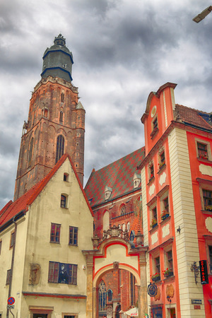 WROCLAW, POLAND - JULY 13, 2017: Wroclaw Old Town. City with one of the most colorful market squares in Europe. Historical capital of Lower Silesia, Poland, Europe.のeditorial素材