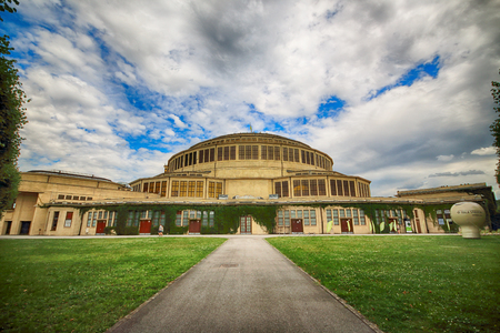 WROCLAW, POLAND - AUGUST 04, 2017: Centennial Hall in Wroclaw. The Hallâs inscription on UNESCO World Heritage List in 2006 emphasized the rank of this facility. Designed by Max Berg.のeditorial素材